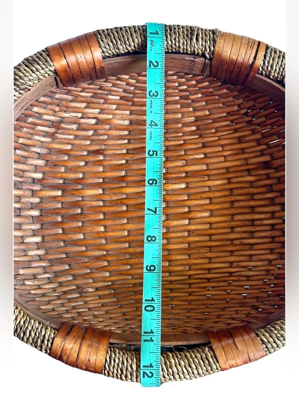 Woven Wicker Rattan Oval Basket Display Décor Storage Open Basket W/Handles 14”